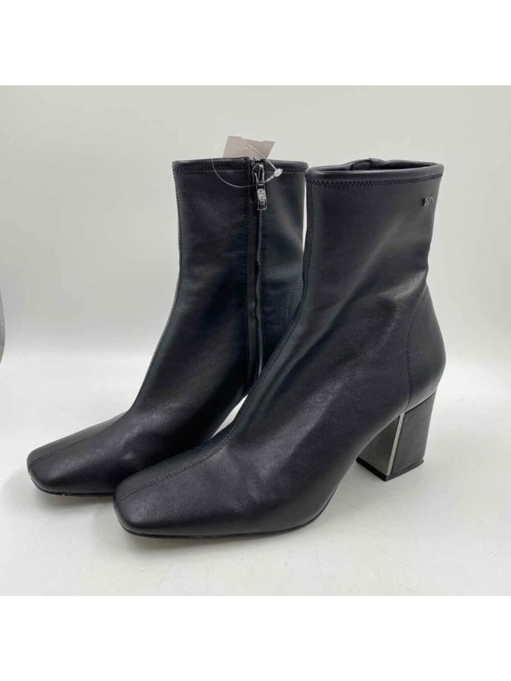 DKNY Square Toe Women's Shoe Size 8.5 Black Solid Vegan Leather Boots